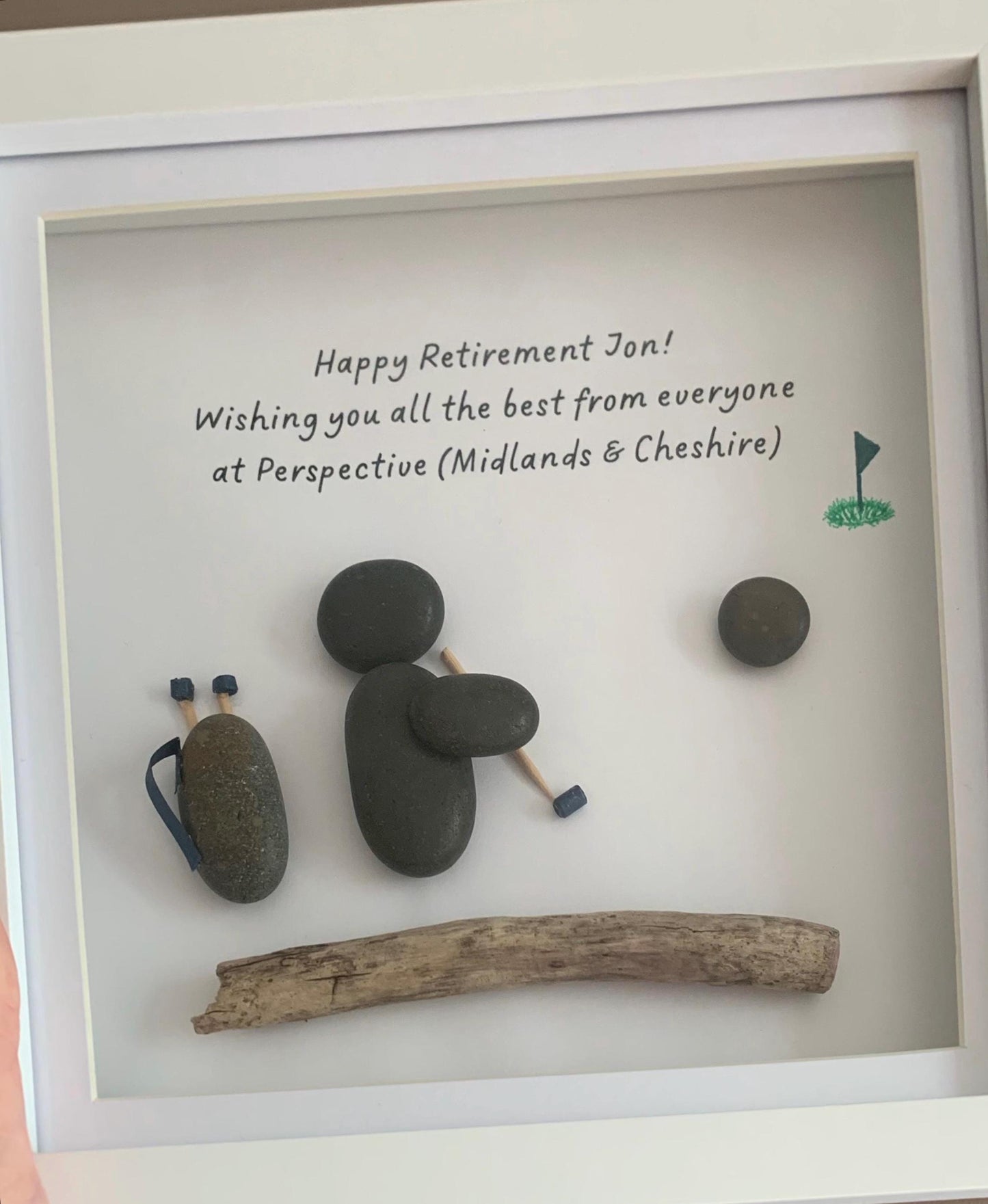 Golf Pebble Art Frame For Golf Lover Birthday Gift For Him Husband Brother Father Dad Grandad Uncle Friend Retirement Personalised Frame
