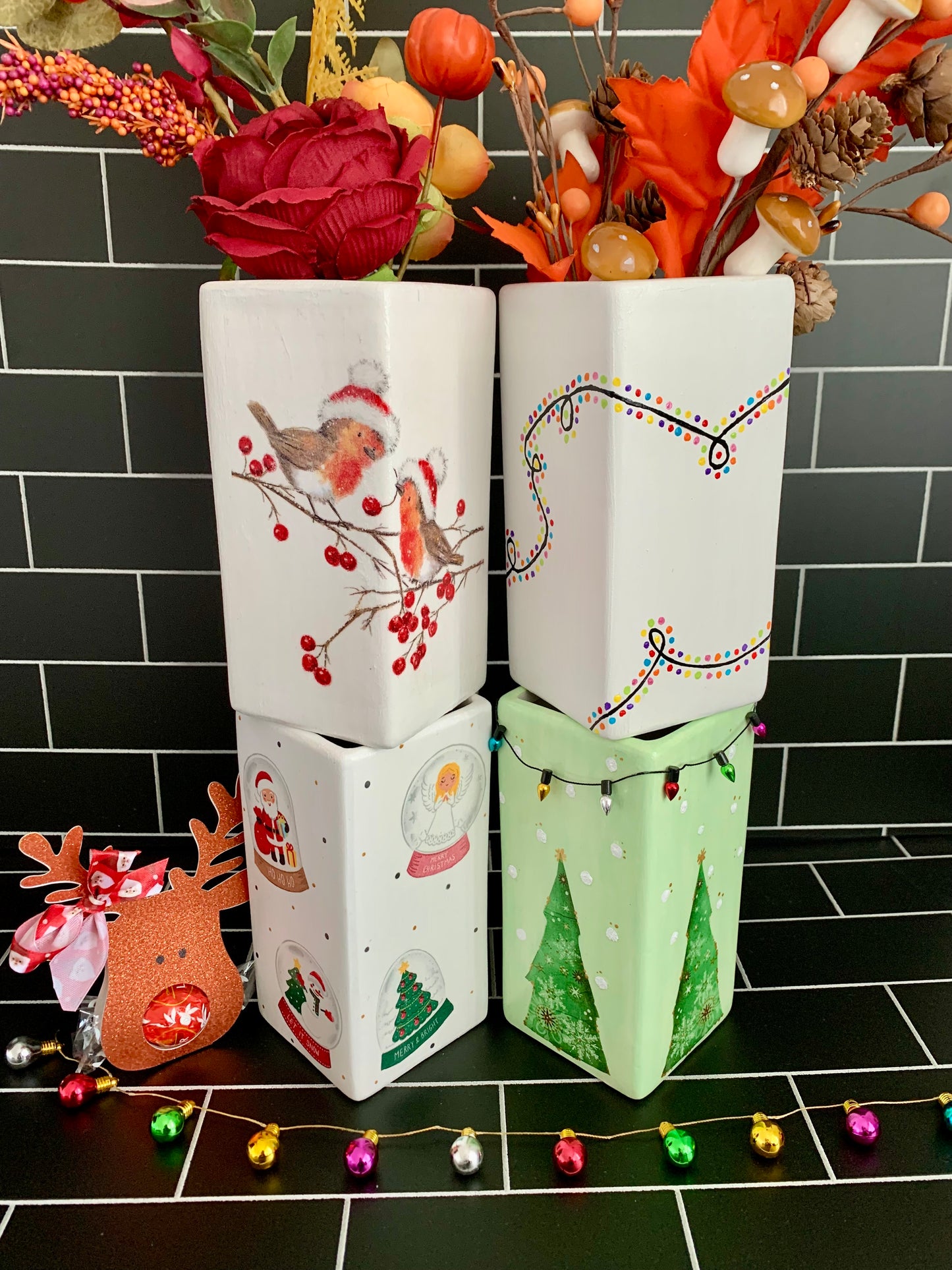 Robin Christmas Vase