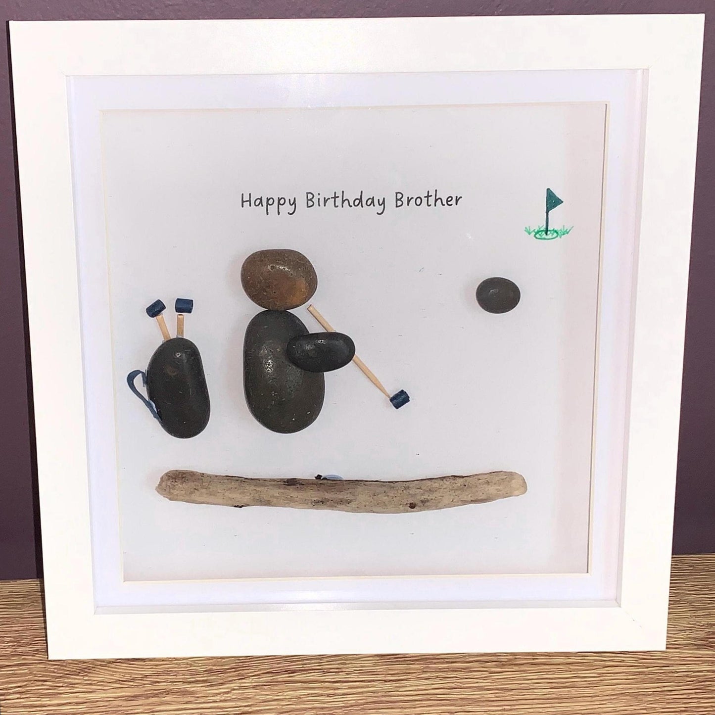 Golf Pebble Art Frame For Golf Lover Birthday Gift For Him Husband Brother Father Dad Grandad Uncle Friend Retirement Personalised Frame
