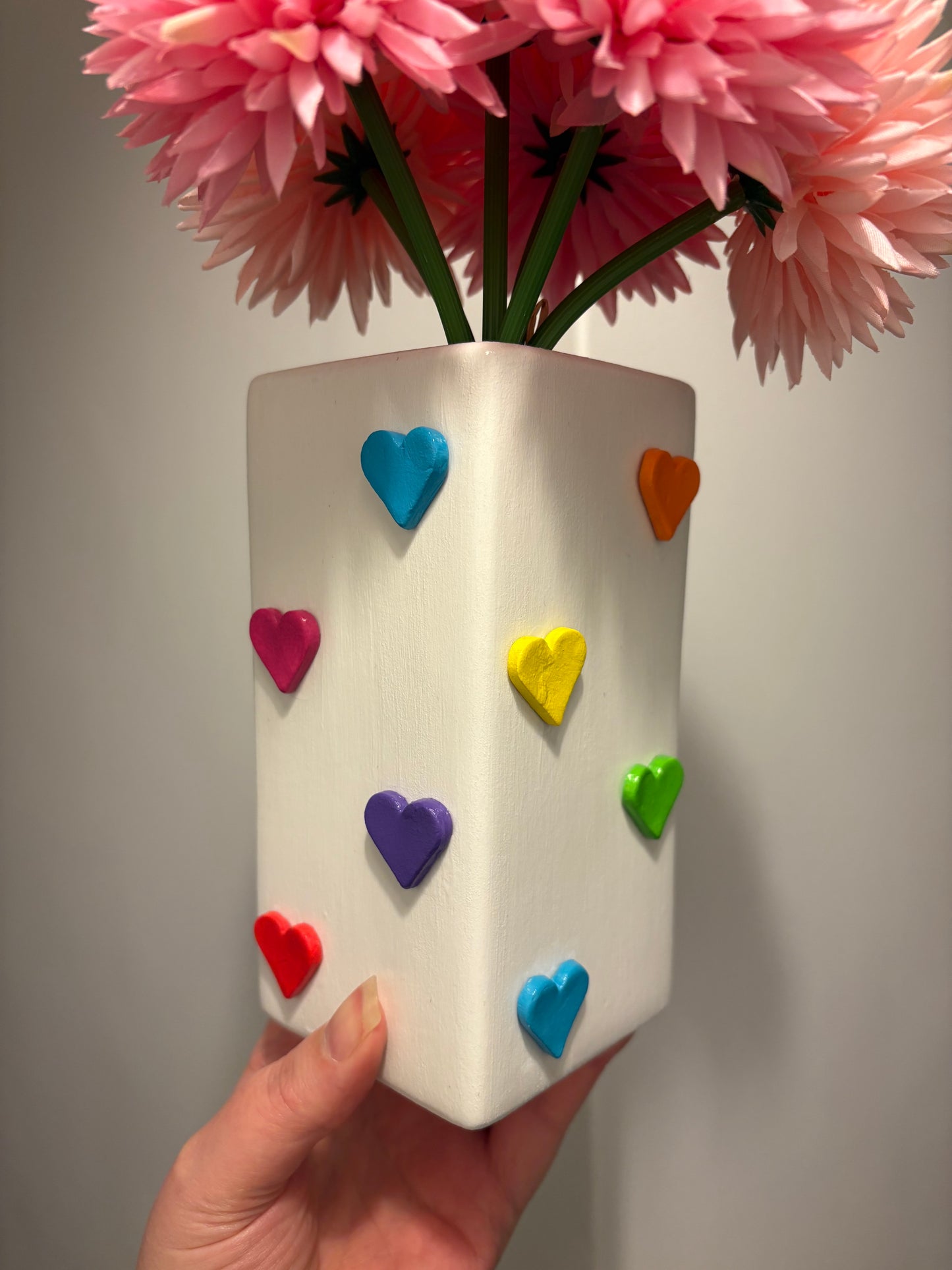 Rainbow Heart Ceramic Vase