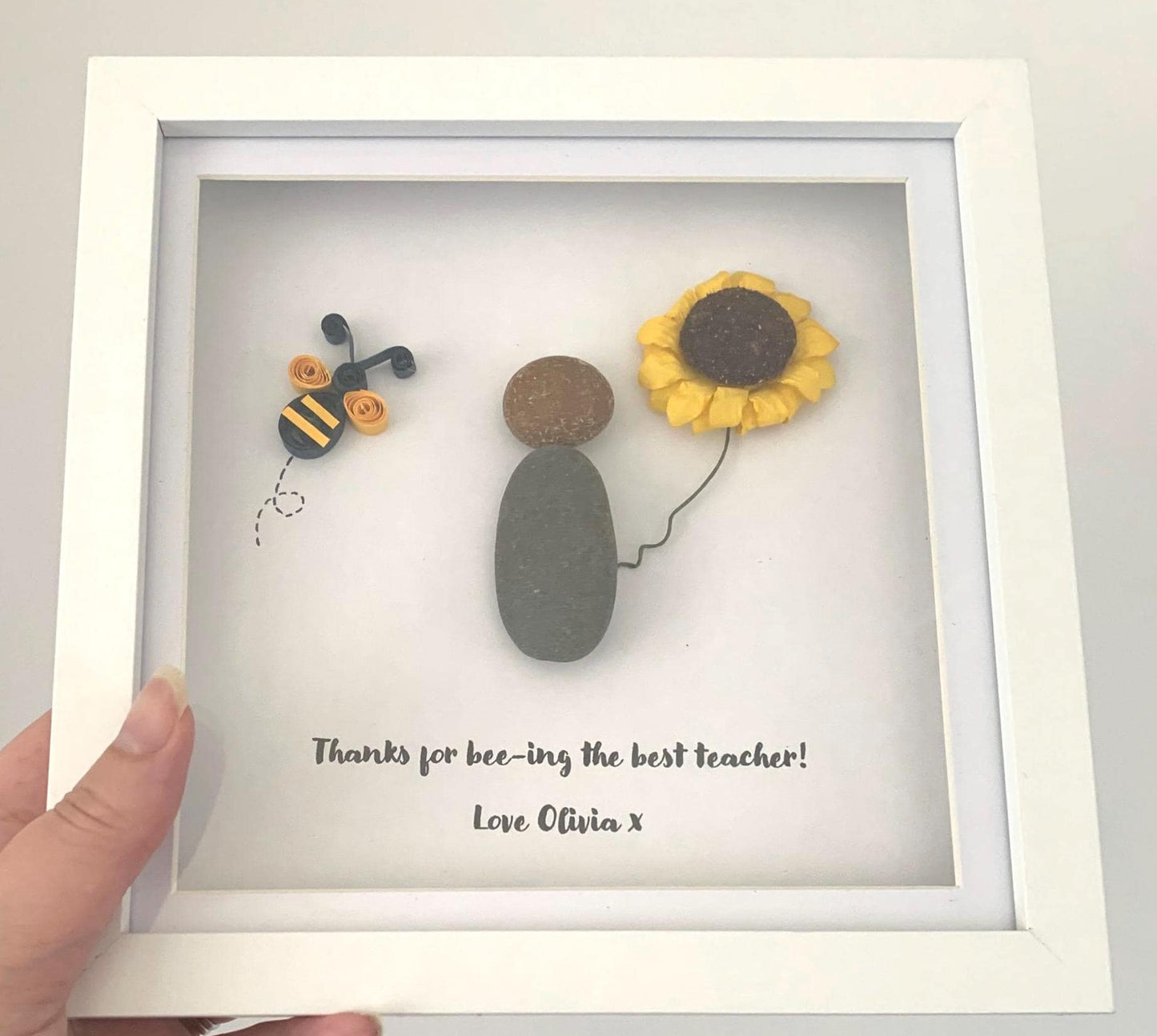Best Teacher Gift For Teacher From Child Pebble Art Thank You Teacher Personalised Pebble Frame Nanny Childminder Teaching Assistant