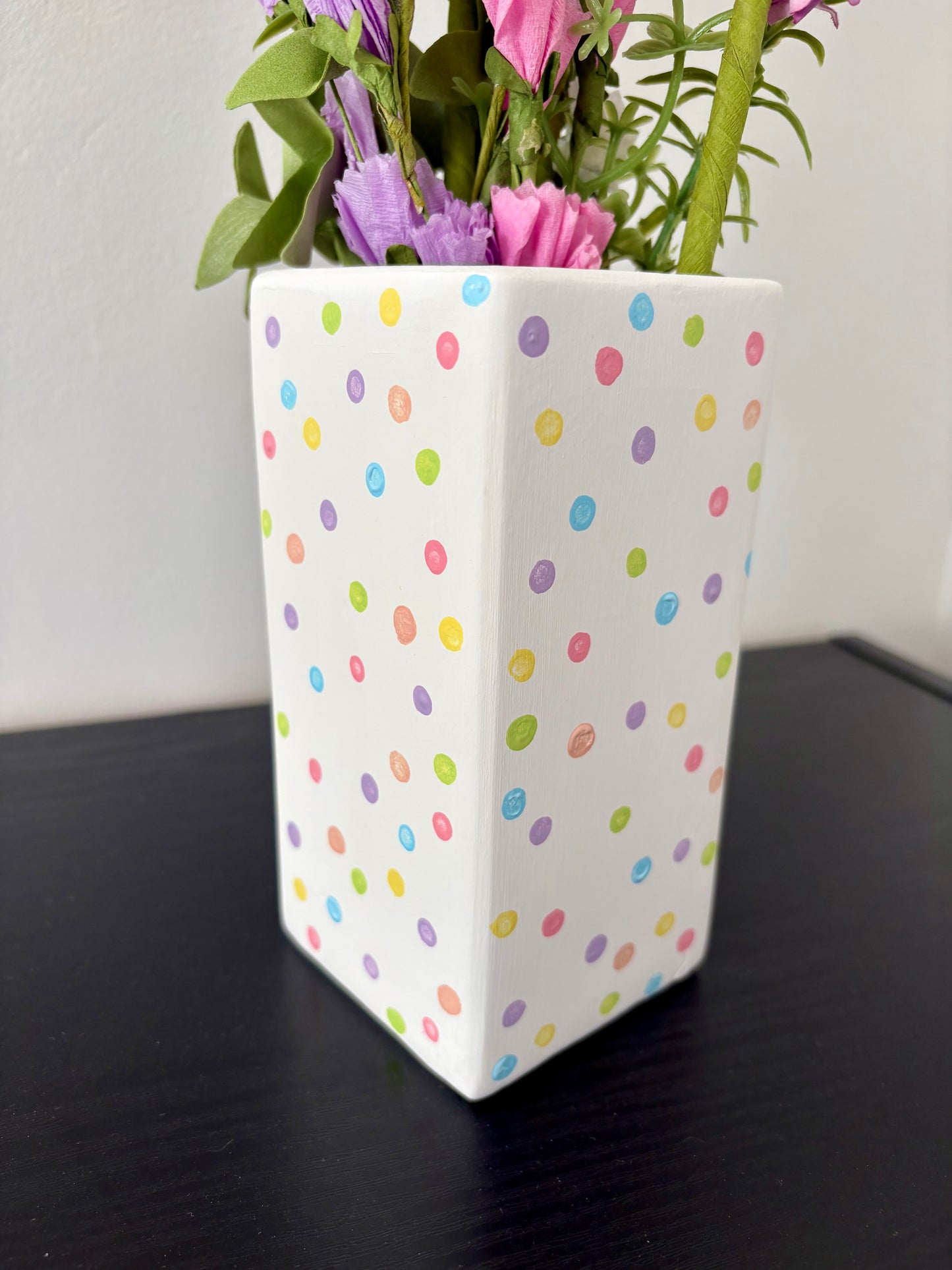 Pastel Rainbow Polka Dot Ceramic Vase