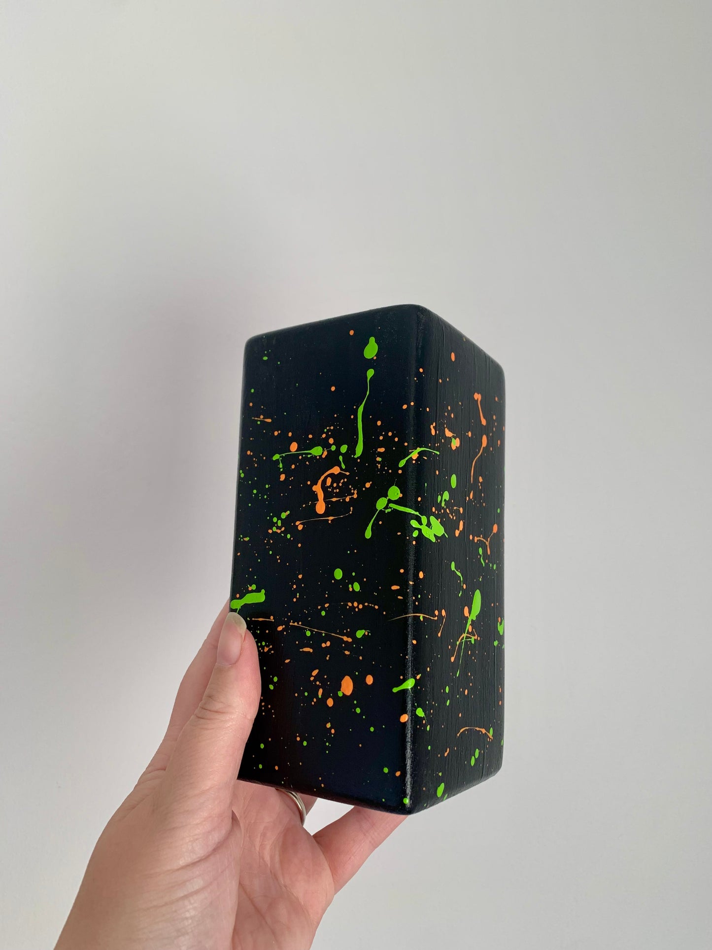 Black Orange And Green Paint Splatter Vase