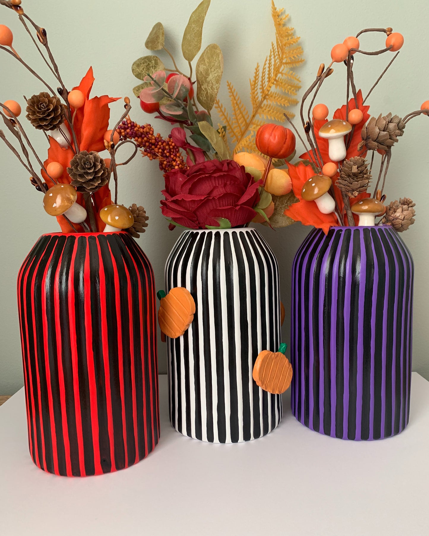 Pumpkin Black And White Striped Vase