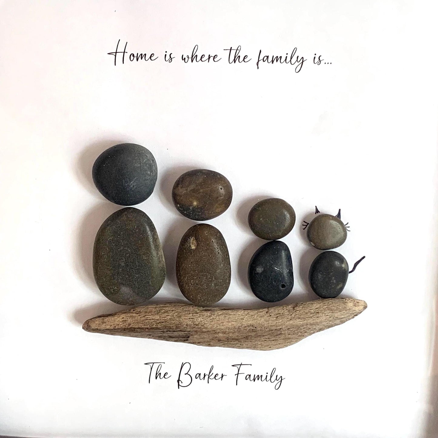 Family Pebble Art Portrait Frame Personalised Gift For Family Friends Couples New Home Christmas Pebble Gift Family Pebble Frame
