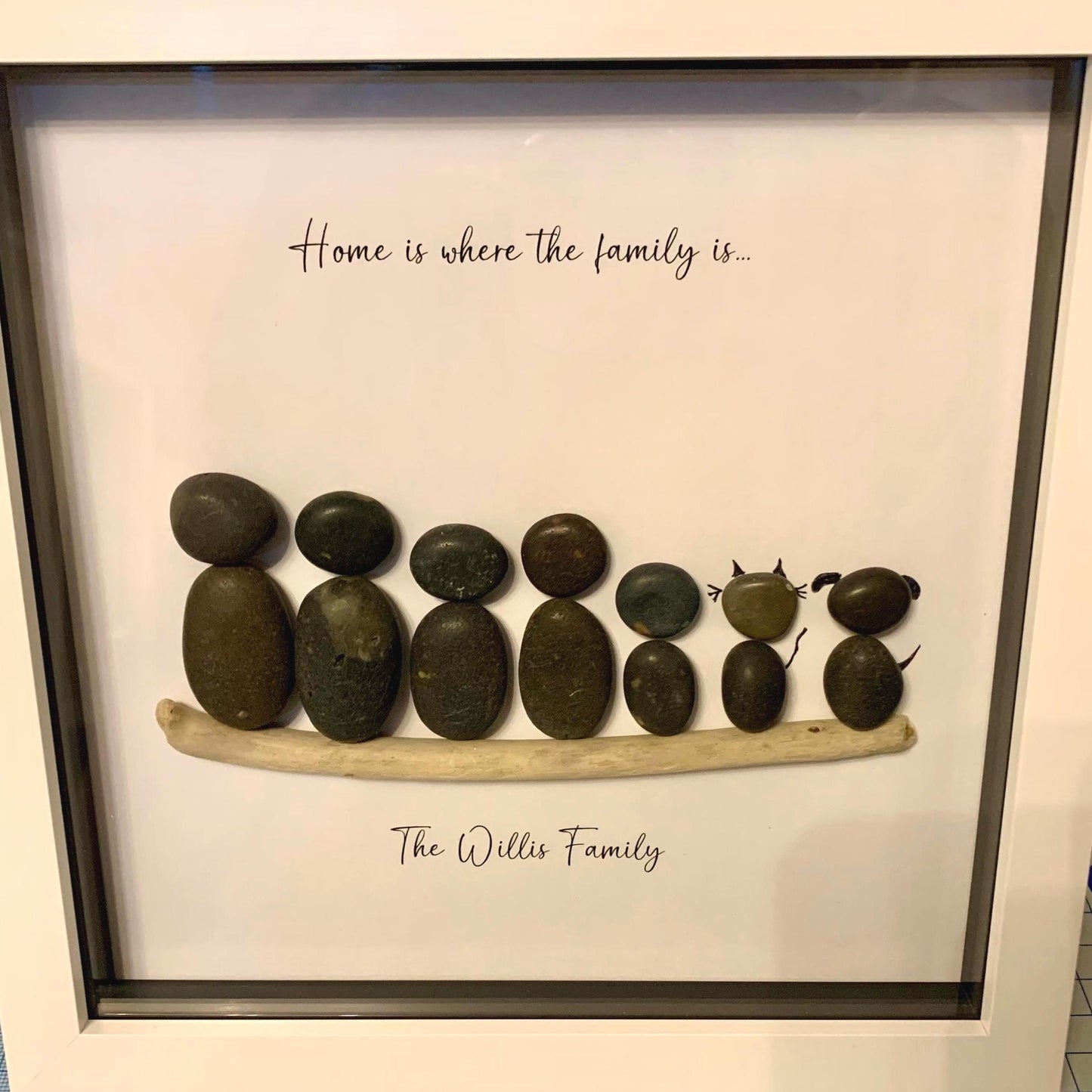 Family Pebble Art Portrait Frame Personalised Gift For Family Friends Couples New Home Christmas Pebble Gift Family Pebble Frame