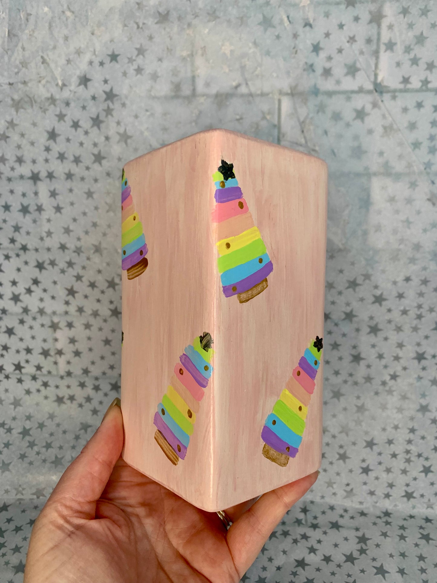 Pastel Rainbow Christmas Tree Vase