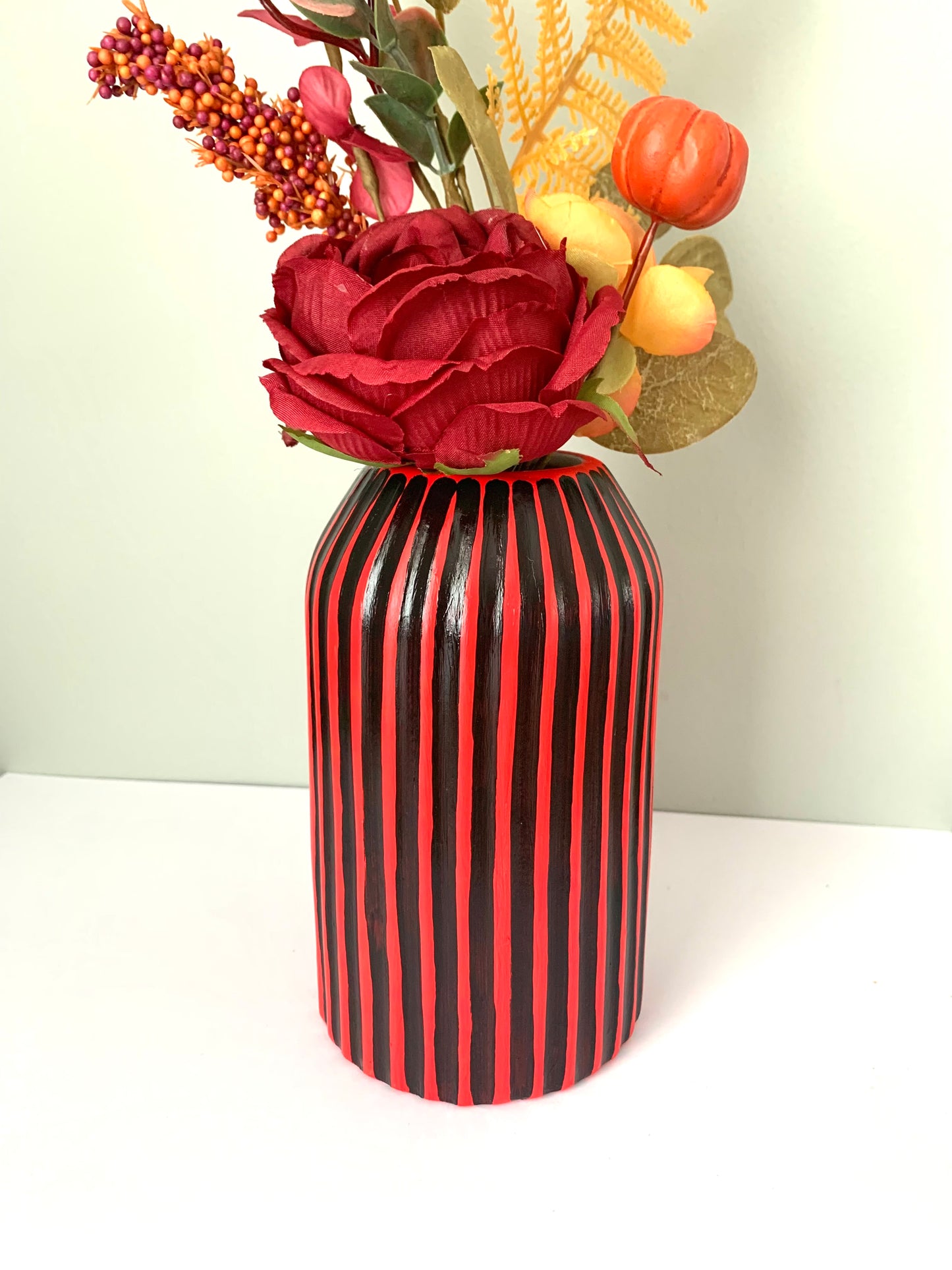 Red And Black Striped Vase