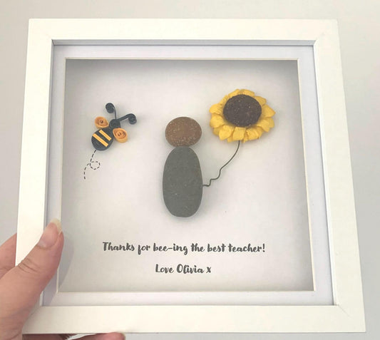 Best Teacher Gift For Teacher From Child Pebble Art Thank You Teacher Personalised Pebble Frame Nanny Childminder Teaching Assistant