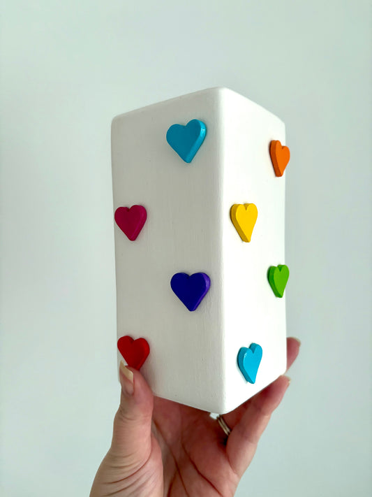 Rainbow Heart Ceramic Vase