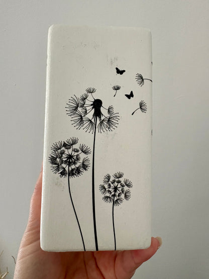 CLEARANCE - Dandelion Flower Decoupage Ceramic Vase