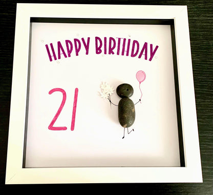 Birthday Pebble Art Frame