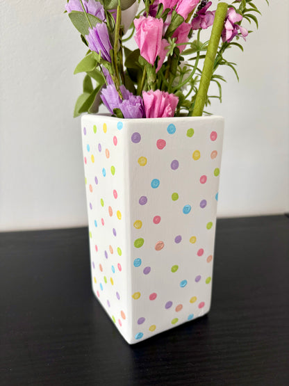 Pastel Rainbow Polka Dot Ceramic Vase