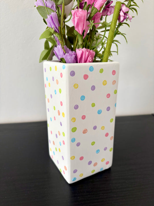 Pastel Rainbow Polka Dot Ceramic Vase