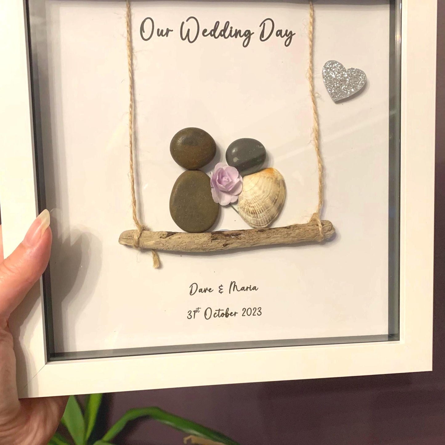 Personalised Wedding Pebble Art Frame
