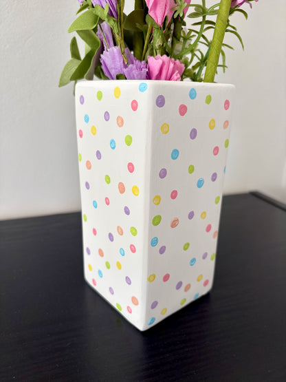 Pastel Rainbow Polka Dot Ceramic Vase