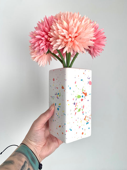 Pastel Rainbow Paint Splatter Vase