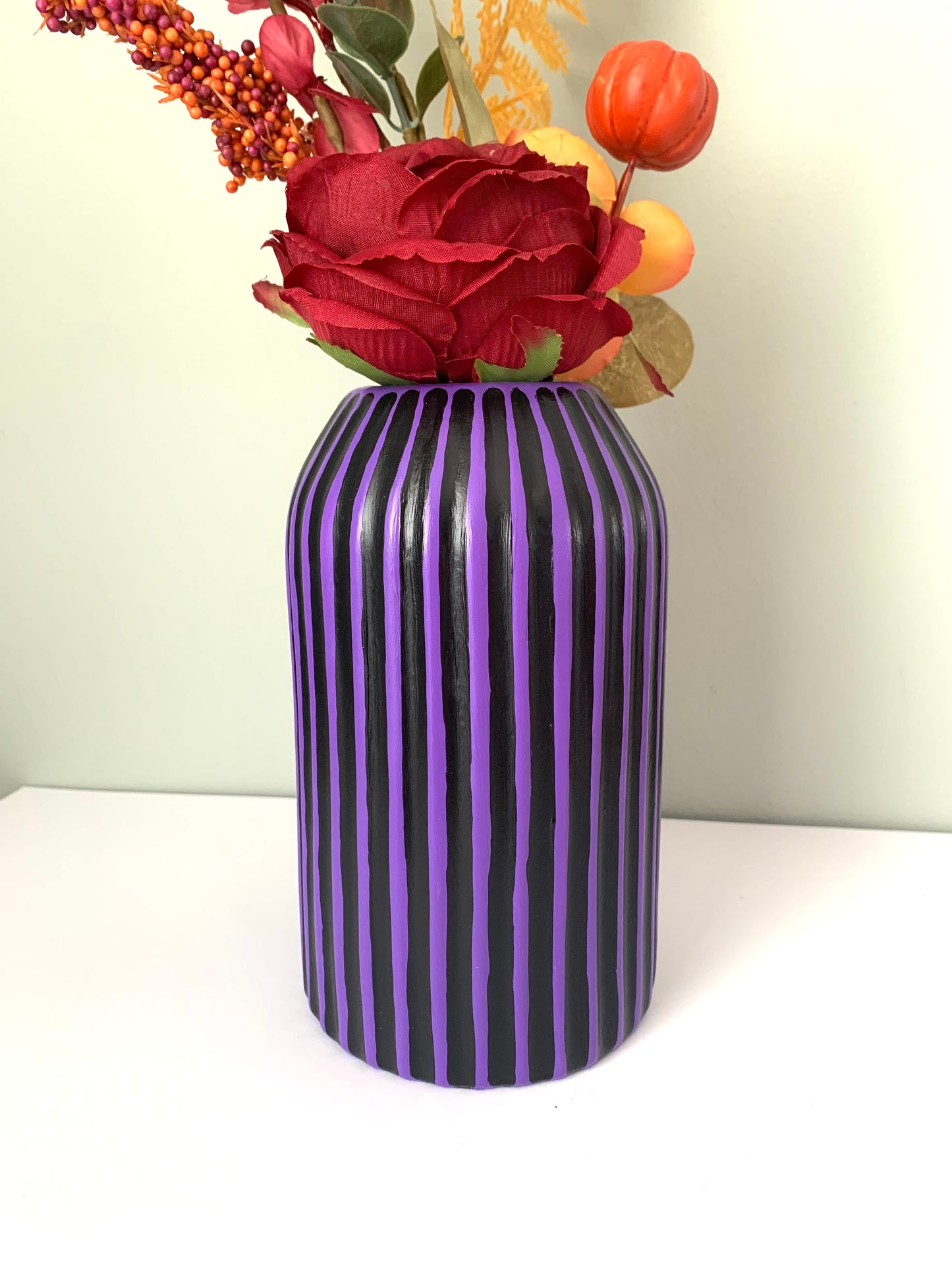 Purple And Black Striped Vase