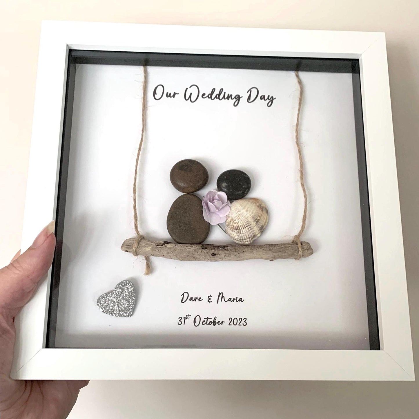 Personalised Wedding Pebble Art Frame
