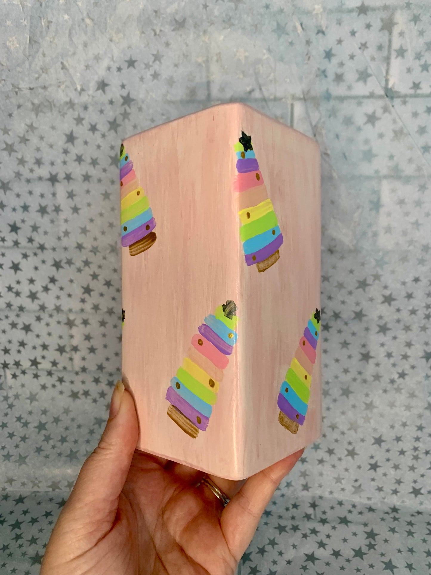 Pastel Rainbow Christmas Tree Vase