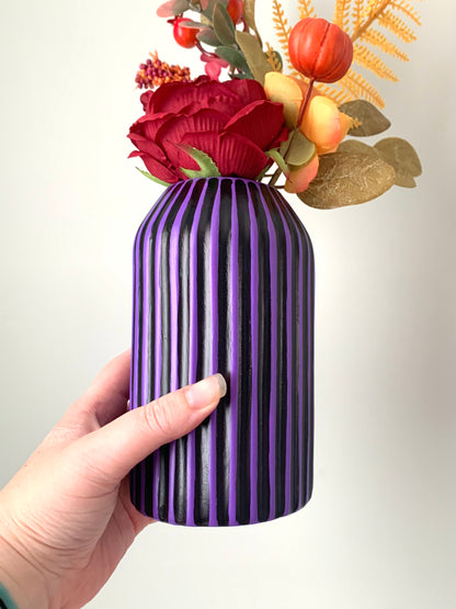 Purple And Black Striped Vase
