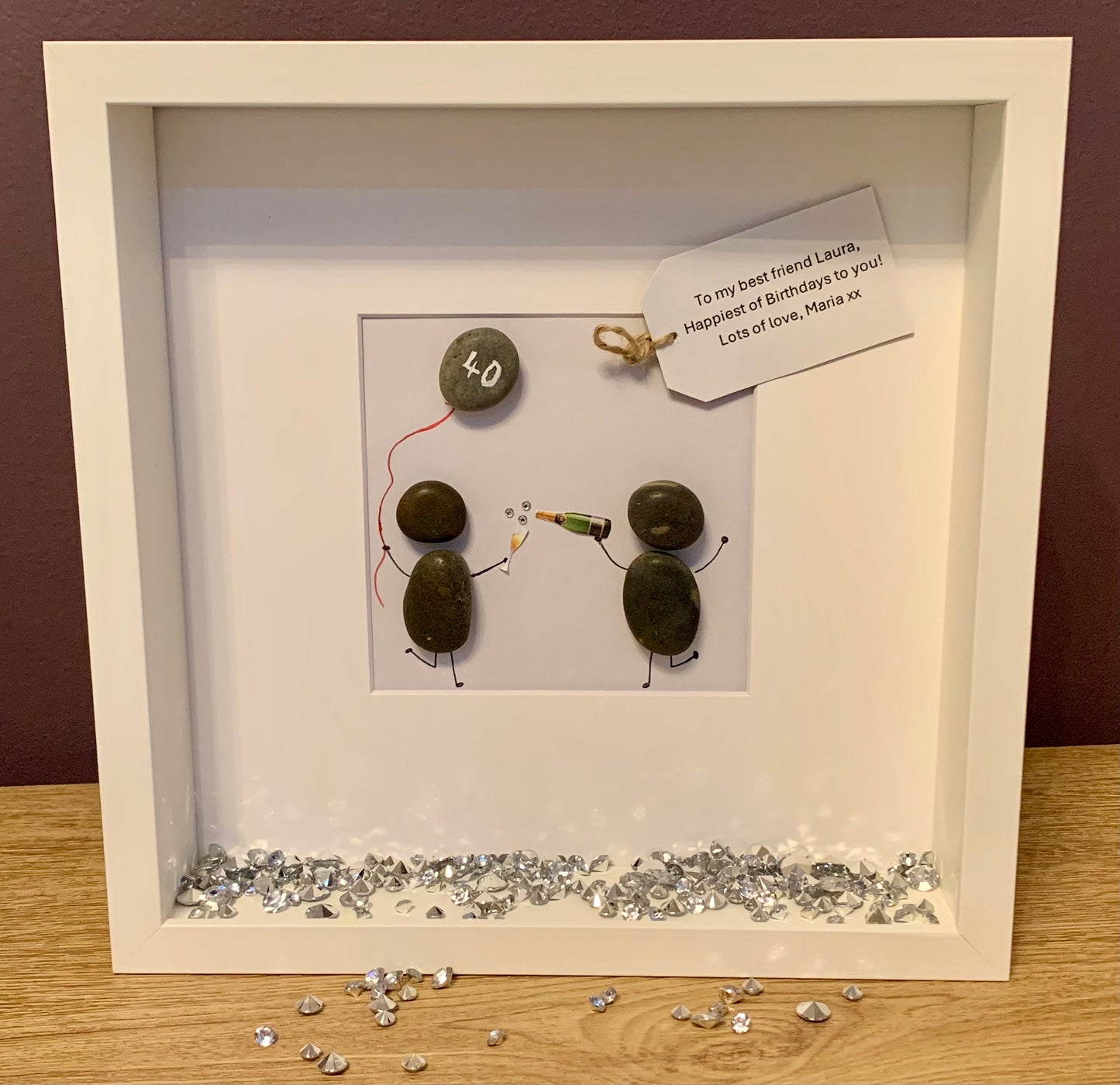 Personalised Birthday Pebble Art Frame