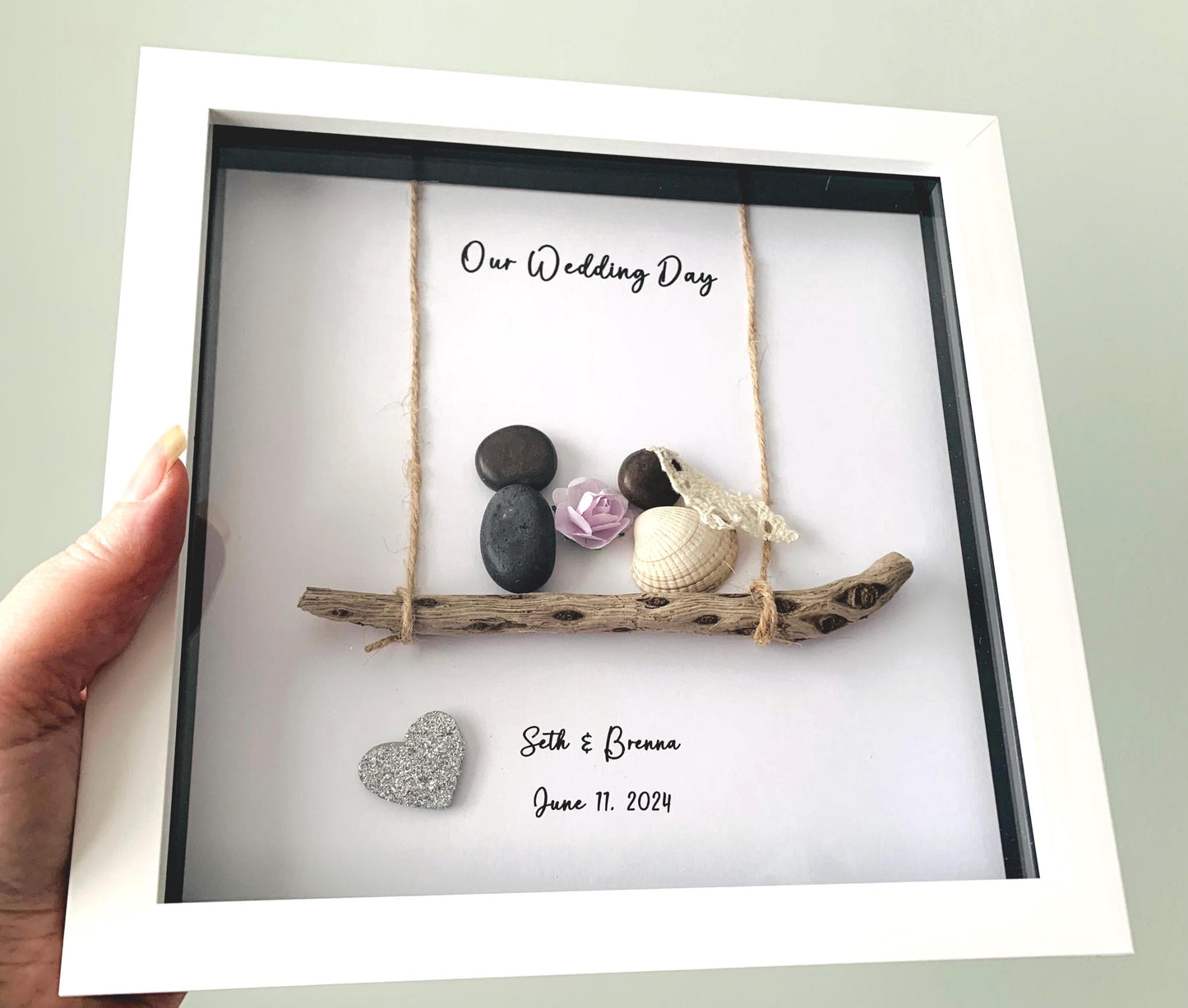 Personalised Wedding Pebble Art Frame