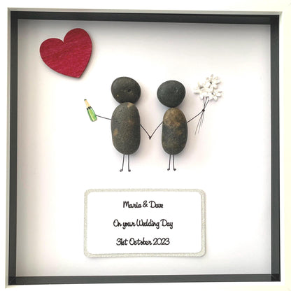 Wedding Anniversary Pebble Art Frame