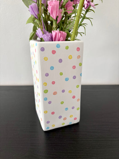 Pastel Rainbow Polka Dot Ceramic Vase