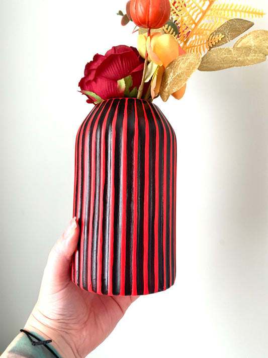 Red And Black Striped Vase