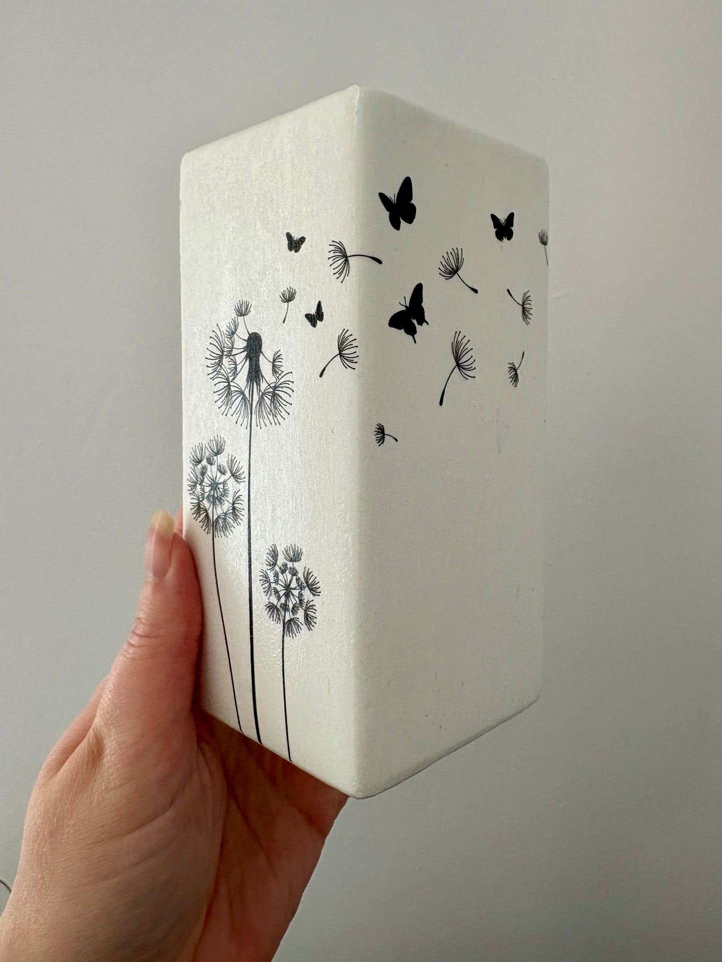 CLEARANCE - Dandelion Flower Decoupage Ceramic Vase