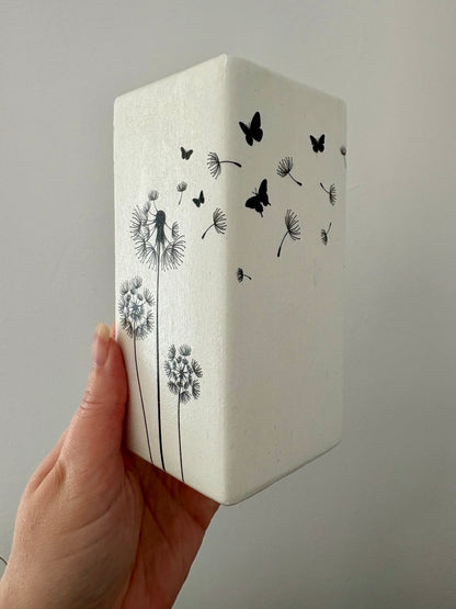 CLEARANCE - Dandelion Flower Decoupage Ceramic Vase
