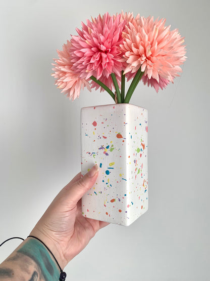 Pastel Rainbow Paint Splatter Vase