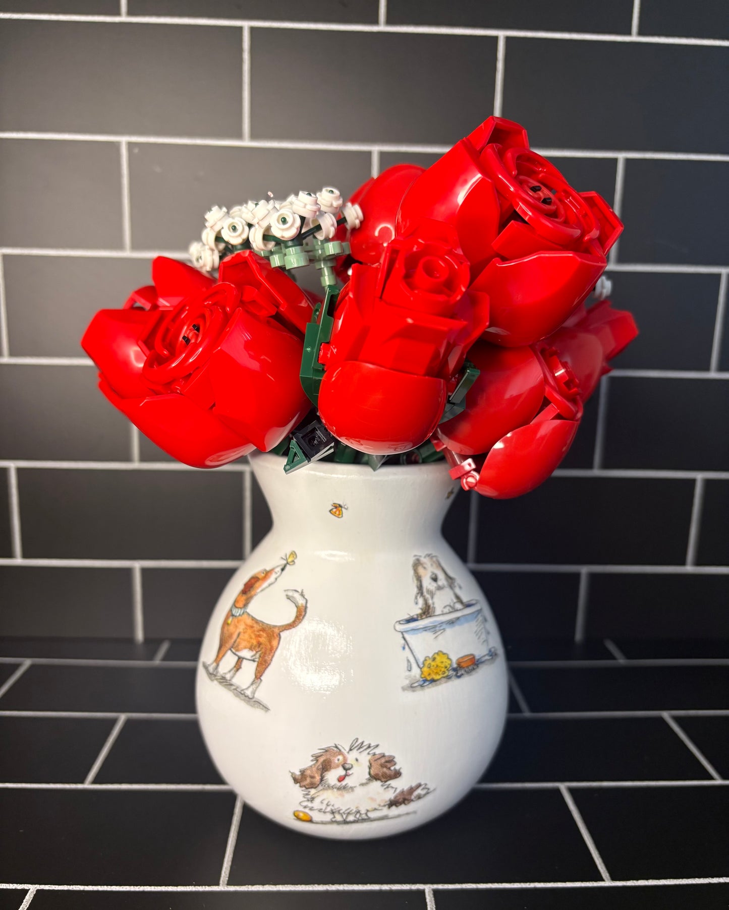 Decoupage Vase With Images Of Various Dogs