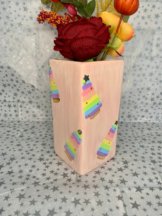 Pastel Rainbow Christmas Tree Vase