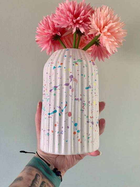 Pastel Rainbow Paint Splat Hand Painted Vase