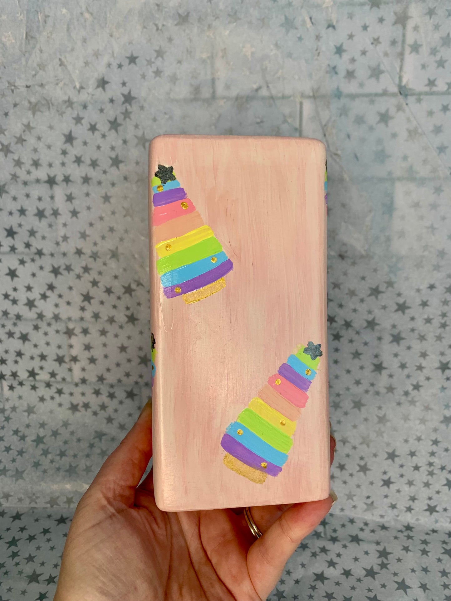 Pastel Rainbow Christmas Tree Vase