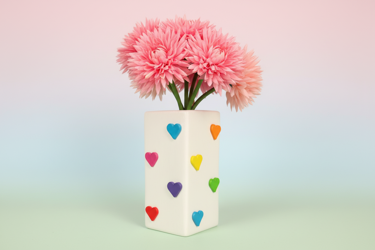 CLEARANCE - Rainbow Heart Ceramic Vase