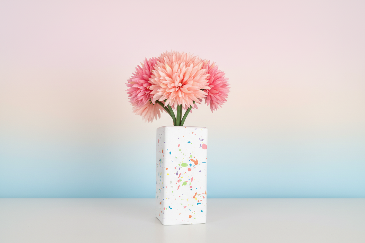 Pastel Rainbow Paint Splatter Vase