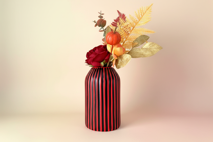 CLEARANCE - Red And Black Striped Vase