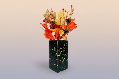 Black Orange And Green Paint Splatter Vase
