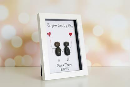 Personalised Wedding Pebble Art Frame Couples Anniversary Present
