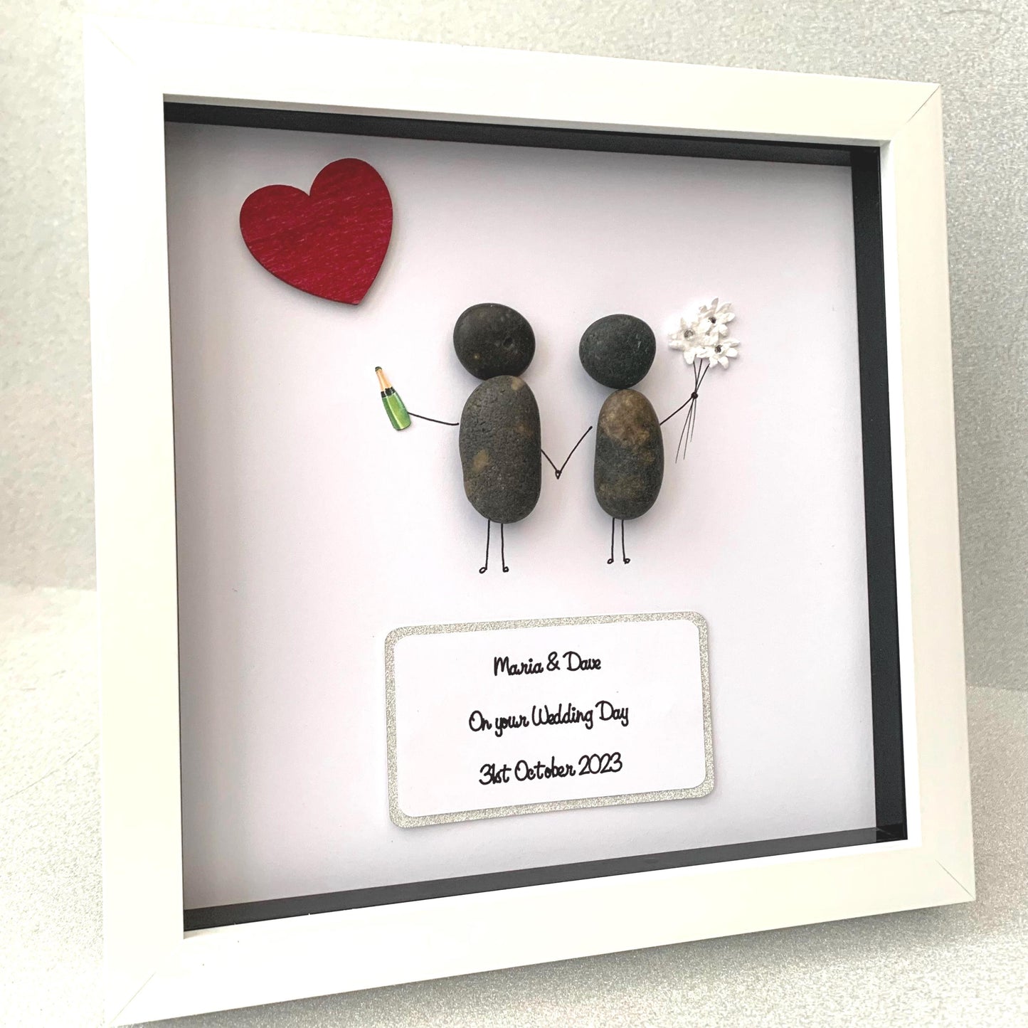 Wedding Anniversary Pebble Art Frame