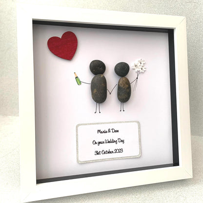 Wedding Anniversary Pebble Art Frame