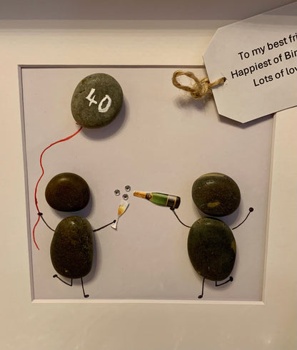 Personalised Birthday Pebble Art Frame