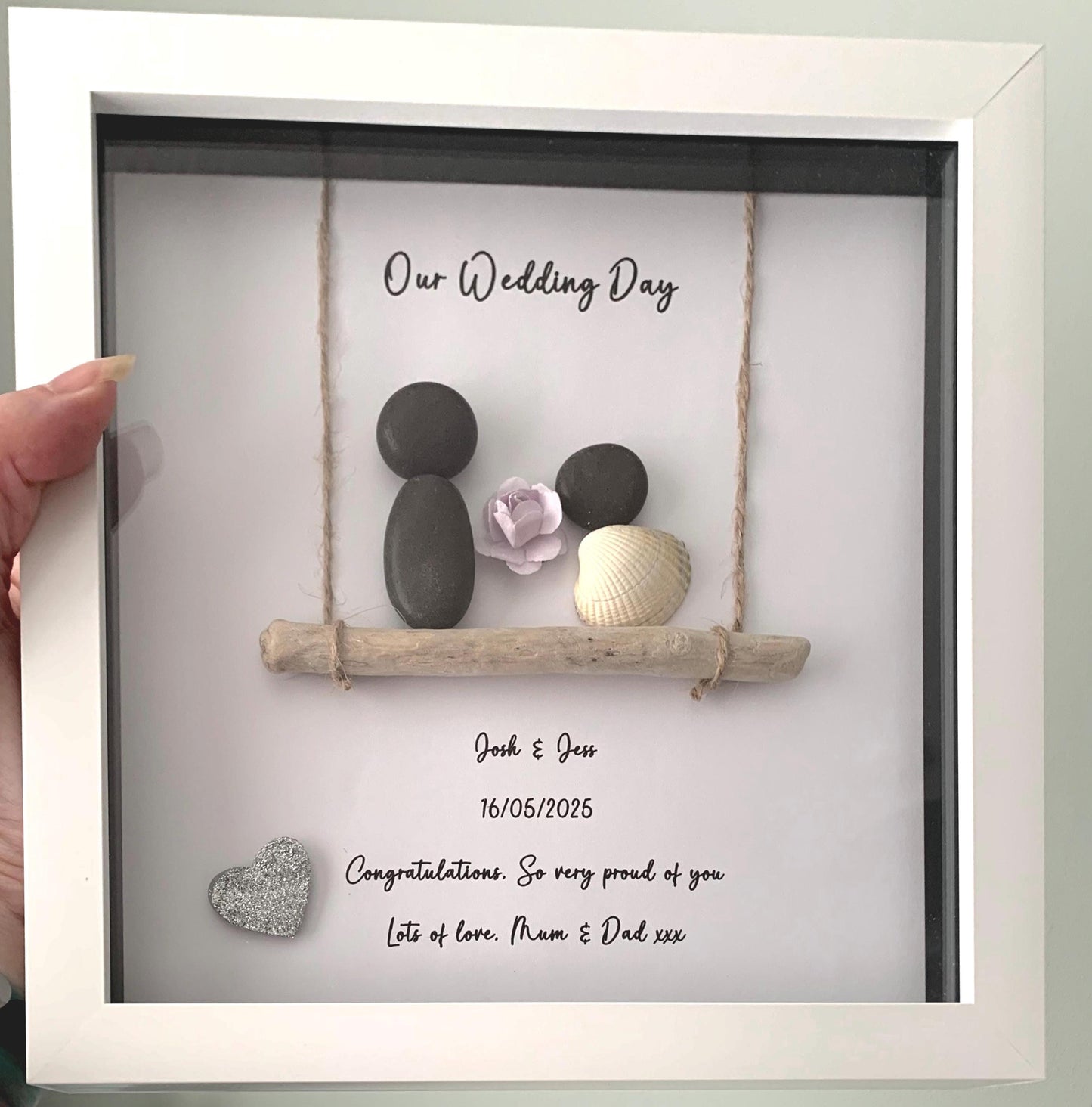 Personalised Wedding Pebble Art Frame