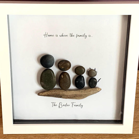 Family Pebble Art Portrait Frame Personalised Gift For Family Friends Couples New Home Christmas Pebble Gift Family Pebble Frame