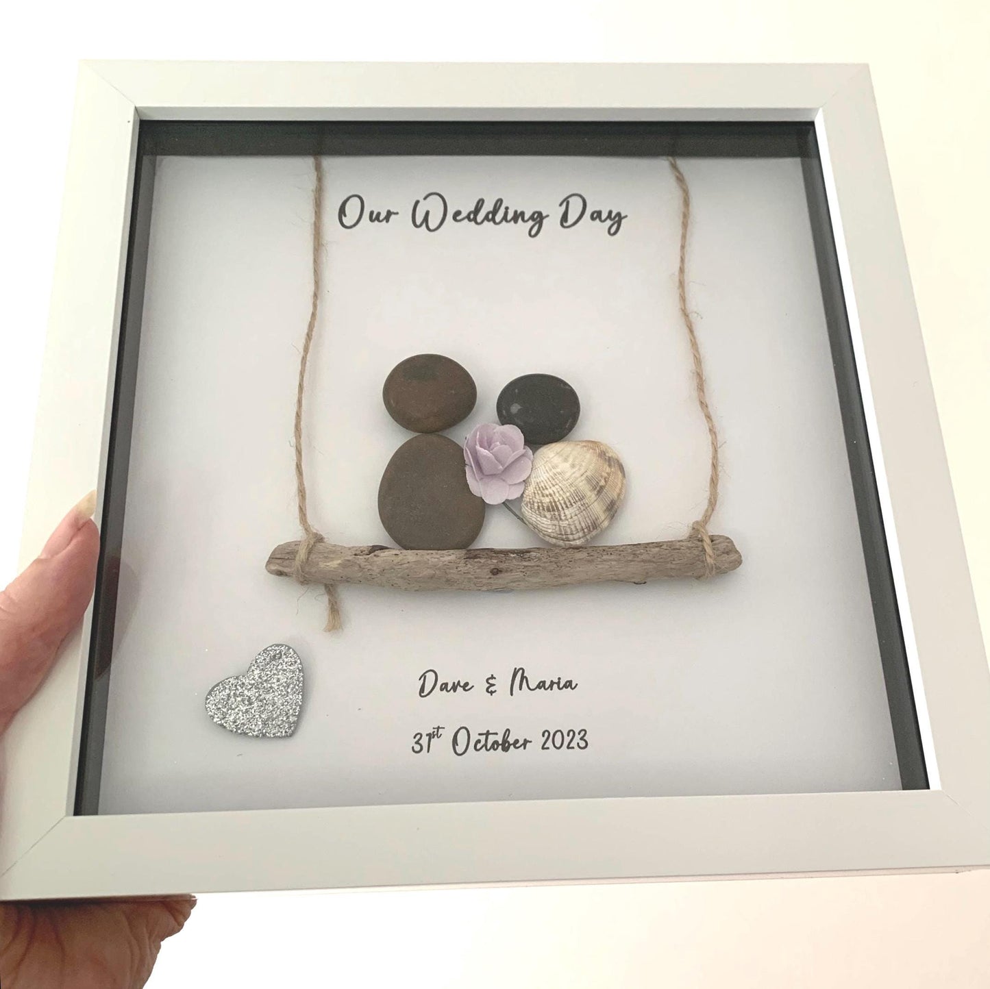 Personalised Wedding Pebble Art Frame