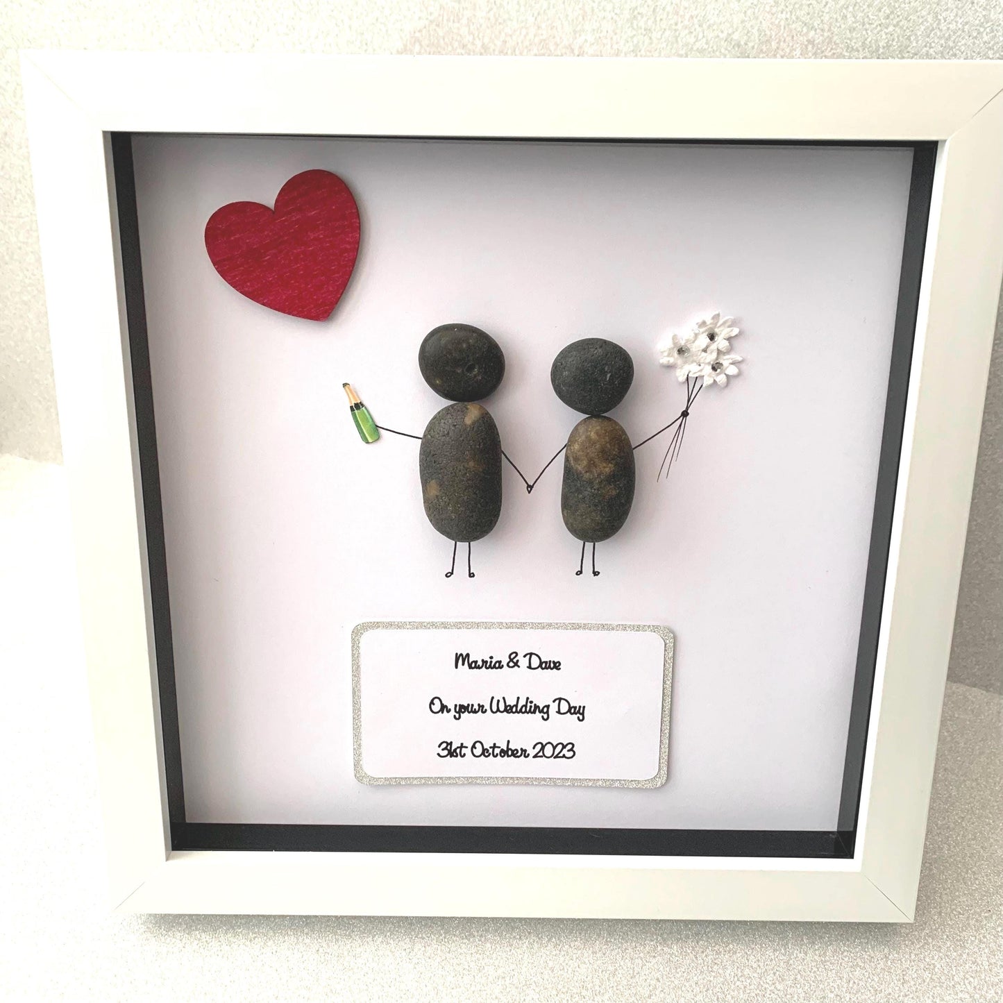 Wedding Anniversary Pebble Art Frame