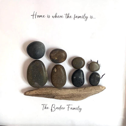 Family Pebble Art Portrait Frame Personalised Gift For Family Friends Couples New Home Christmas Pebble Gift Family Pebble Frame